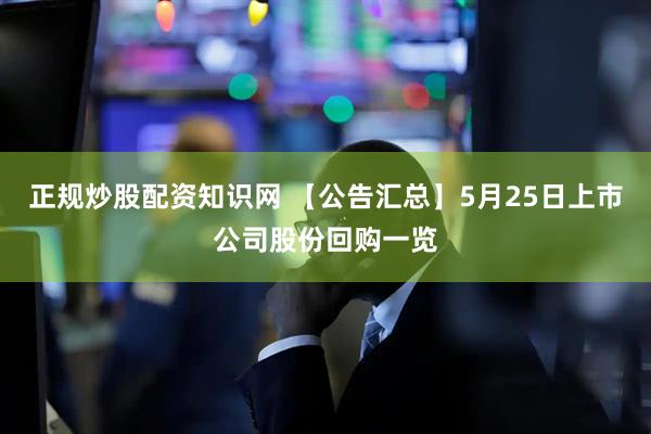 正规炒股配资知识网 【公告汇总】5月25日上市公司股份回购一览