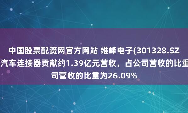 中国股票配资网官方网站 维峰电子(301328.SZ)：2024年汽车连接器贡献约1.39亿元营收，占公司营收的比重为26.09%