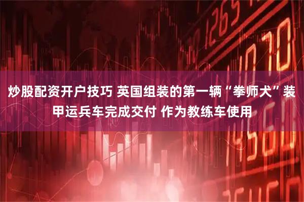 炒股配资开户技巧 英国组装的第一辆“拳师犬”装甲运兵车完成交付 作为教练车使用